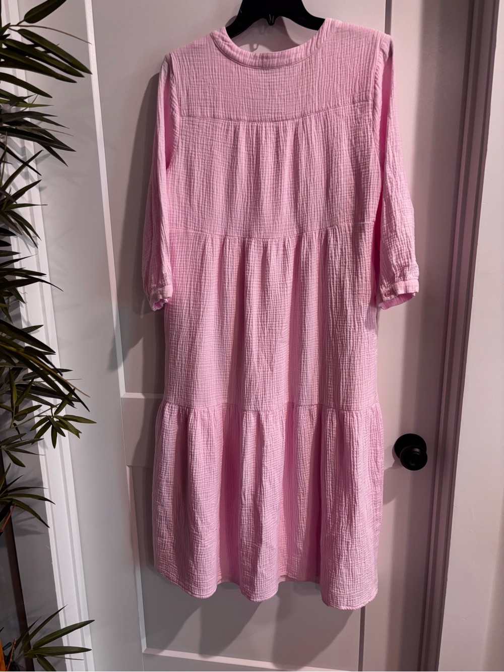 NEW MIDI LENGTH YAKIRA BELLA PINk LIGHTWEIGHT COTTON DRESS LONG SLEEVE SZ M - Picture 2 of 10